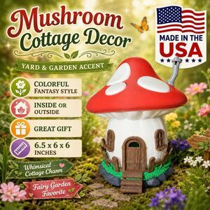 Mushroom Cottage Hut - Home & Yard Decor - USA Made - Colorful Summer Display